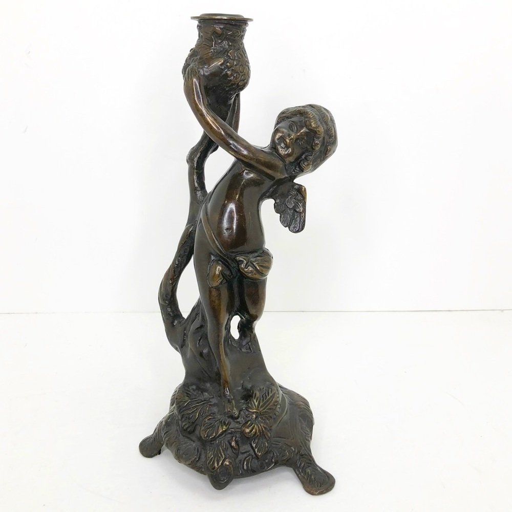 Putti Vintage bronze, art, nouveau, cherub, traditional candlestick